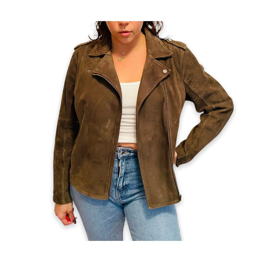 Lucky Brand 100% Real Leather Moto Jacket